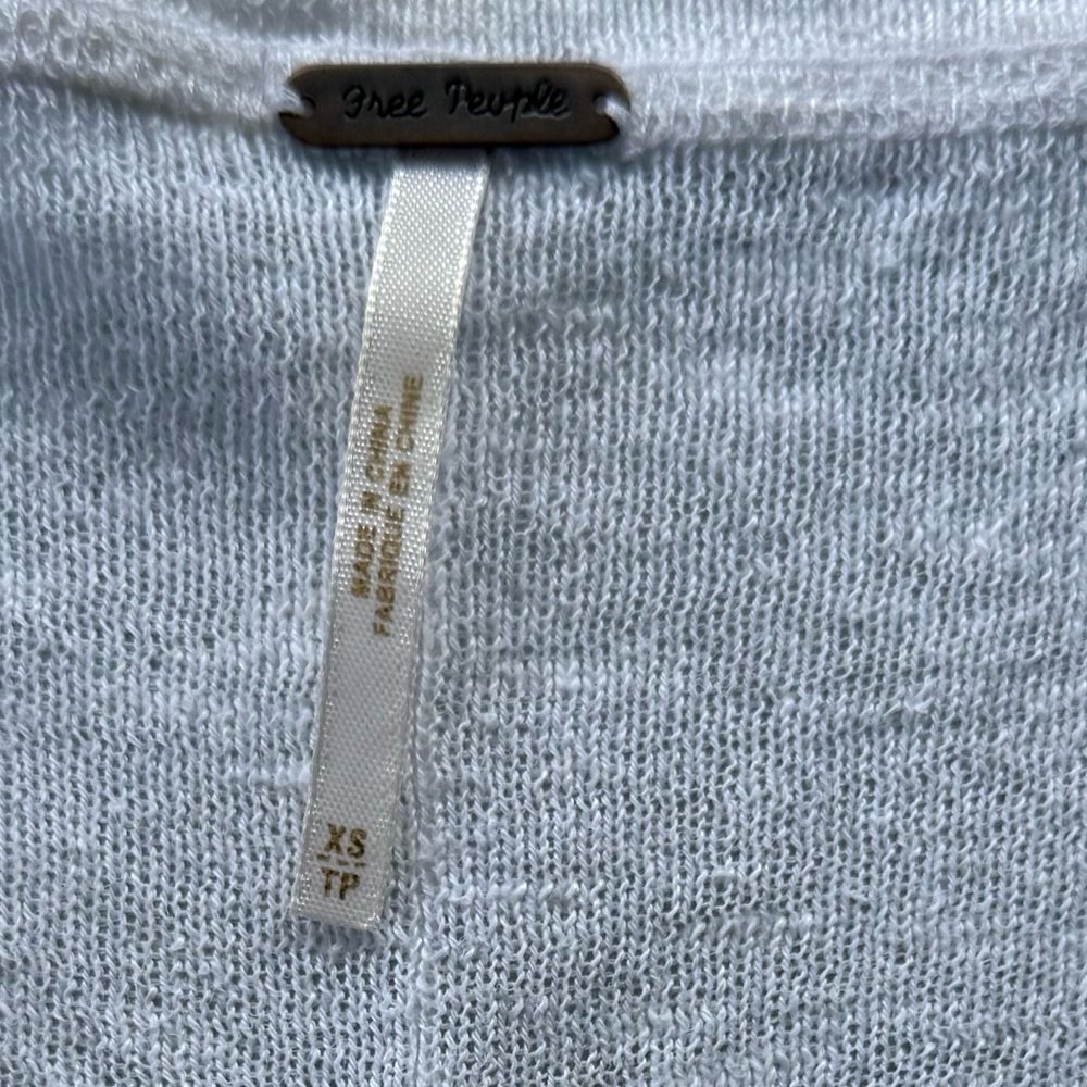 🕊 Free People White Sheer Knit Top XS — Boho Lightweight Layering Sweater - Picture 5 of 5